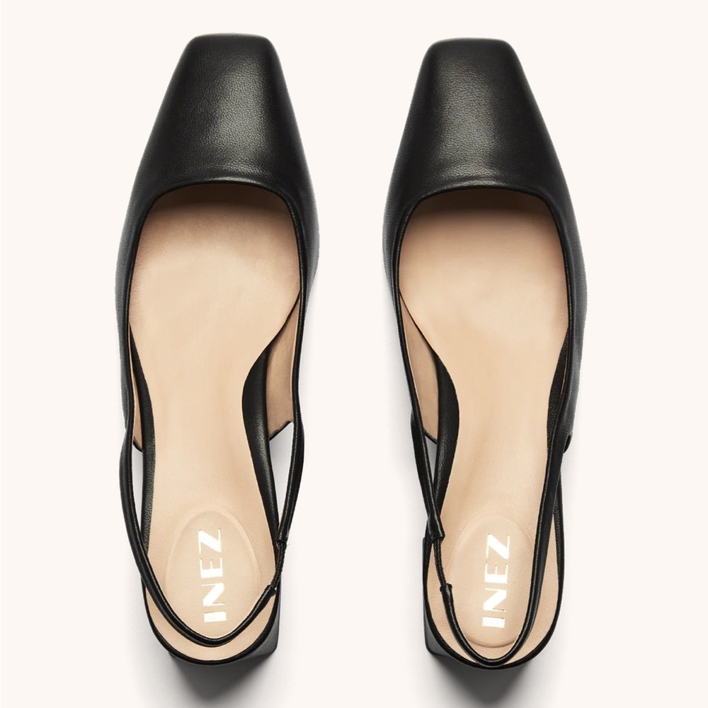 INEZ Black Leather Slingback Heels - Picture 4 of 9